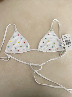 L*Space Beaded Daisies Brittany Triangle Top White Size Small New thumbnail 5