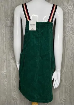 Nwt forever 21 striped strap corduroy overall dress green size large thumbnail 8