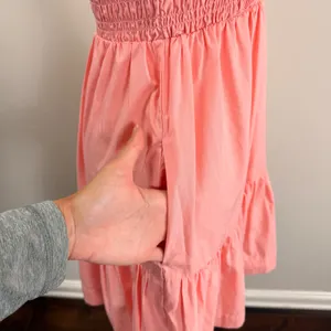 Abercrombie & Fitch Smocked Tiered Mini Dress Coral Pink Ruffle Strap Womens S thumbnail 7