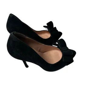 Betsey Johnson‎ Black Suede Bow Pointed Toe Kitten Heel Pumps Classic Shoes thumbnail 5