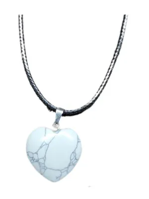 Howlite Heart Shaped Pendant Corded Necklace thumbnail 1