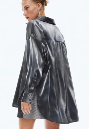 Silver/ Metallic Button Up thumbnail 2