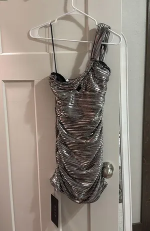 ASTR The Label Golda Dress in Silver thumbnail 4