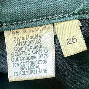 Rag & Bone Coated Green Skinny Legging Jeans 26 thumbnail 6