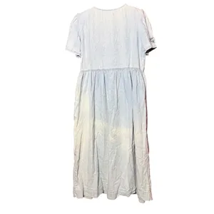 VTG Casual Corner‎ Women 16 90s Denim Maxi Dress Light Wash Floral Embroidery thumbnail 2