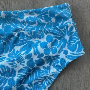 Cupshe Swim Bikini Bottoms NEW Women’s Large L Blue Tropical Textured Floral thumbnail 8