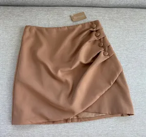 NWT Vestique Faux Wrap Mini Skirt S Ruched Buttons Preppy Work Office Fall thumbnail 1