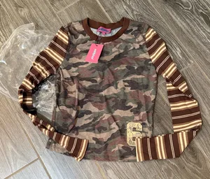 **NEW**Edikted womens Camo Striped Long Sleeve Tee top size small thumbnail 1