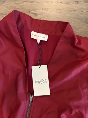 New With Tags Entro Avara Puff Sleeve Zip Front Burgundy Dress Sz S thumbnail 8