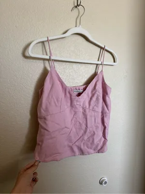Abercrombie & Fitch Linen Cami Tank Top Sz M NEW Pink Scarlett thumbnail 3