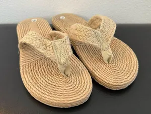 New. Braided Linen Flip Flops Summer Beach Sandals thumbnail 1