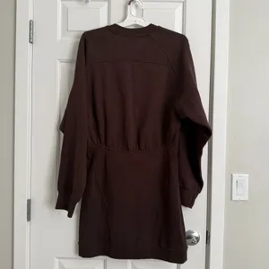 lululemon Scuba Long-Sleeve Dress Size 10 Espresso Brown Fleece Sweatshirt NWOT thumbnail 3