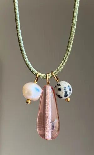 Handmade Czech glass beads mix boho fairy whimsy retro necklace🌿✨ thumbnail 1