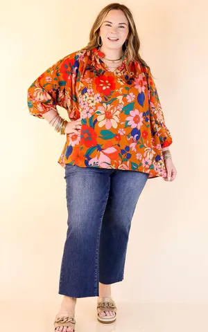 Entro Ruffle Collar Floral Long Sleeve Blouse thumbnail 1