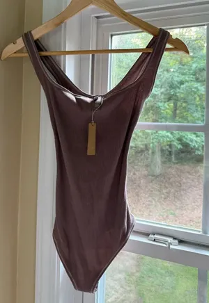 SKIMS RARE Umber Cotton Ribbed Bodysuit thumbnail 1