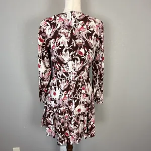 Chelsea28 Womens Floral Tiered Long Sleeve Mini Dress Size M Brown Floral Pocket thumbnail 6