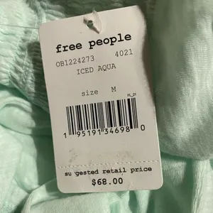 Free‎ People Caroline Iced Aqua Long Sleeve Shirred Turtleneck Top Size M NWT thumbnail 8
