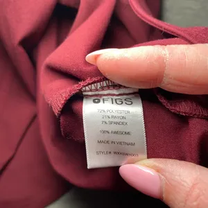 FIGS Women's size XS Zamora Jogger Pants Rafaela Top Burgundy Scrub Set thumbnail 8