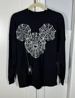 Disney Spirit Jersey Halloween Boo Crew Spiderweb Mickey Head Size Small spooky thumbnail 1