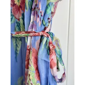 Zimmermann Winsome Sky Sunbleach Floral 100% Silk Ruffle Mini Dress Size 2 thumbnail 10
