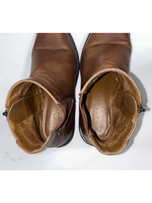 Franco Sarto Leather Ankle Boots Size 7.5 Brown Horrace Chelsea Booties Slip On thumbnail 7