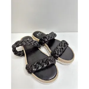 Marc Fisher Sandals Womens Size 5 Black Leather Jaimee Espadrille‎ Slide Shoes thumbnail 3