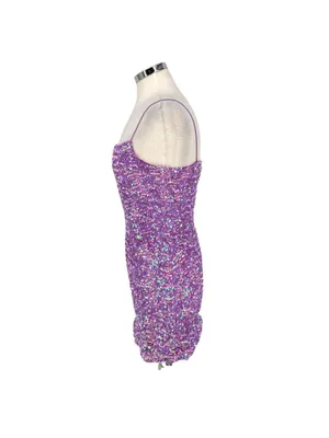 Thirty Thirty Lilac Iridescent Sequin Bodycon Mini Dress Size Medium Party Night thumbnail 5