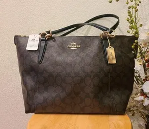BNWT Coach Signature Ava Tote Brown 🎀 thumbnail 1