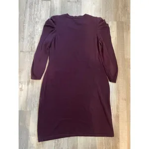 Calvin Klein Women's Puff-Sleeve Sweater Dress. Size XL. Eggplant thumbnail 15
