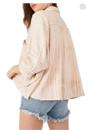 Free People Montauk High/Low Button-Up Shirt Jacket Shacket Tea Combo NWT Size L thumbnail 4
