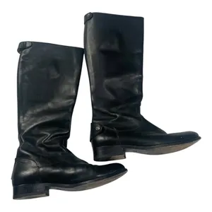 Frye size 9 B Melissa button back riding Black Leather Tall Boots thumbnail 1