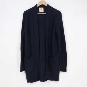 Hollister Womens Navy Blue Textured Chunky Knit Open Front Cardigan Sweater M thumbnail 2