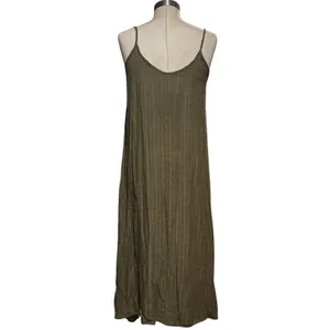 Nordstrom Rack‎ XS Olive Green Textured Handkerchief Hem Spaghetti Strap Dress thumbnail 3