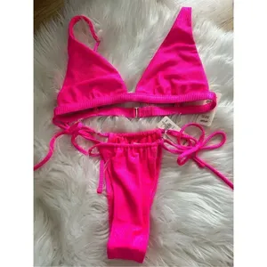 Aerie hot pink bikini xs cheeky tong like bikini new with tags sexy skimpy thumbnail 3