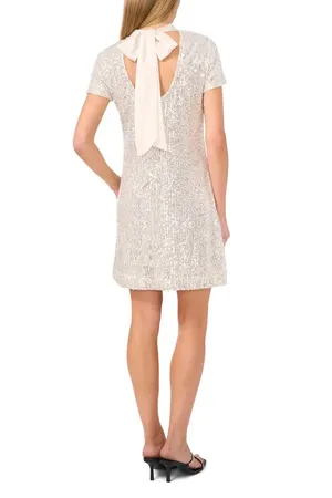 CeCe By Anthropologie Cocktail Mini Sequin Dress New Years Bow Tie Size M thumbnail 2