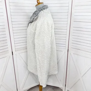 True Grit Faux Sherpa Jacket Women Small Beige Pullover Sherpa Quarter Zip Teddy thumbnail 2
