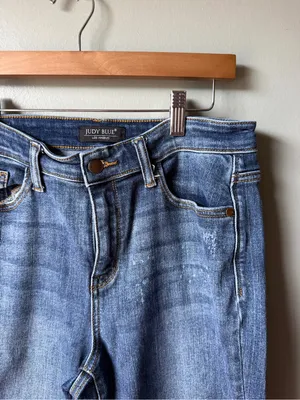 Judy Blue Los Angeles Mid Rise Blue Skinny Jeans Size 7/28 thumbnail 5