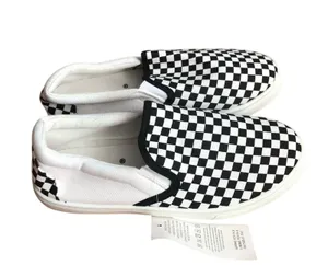 Josini Slip-on Vans Inspired Canvas Sneakers Black White Women’s Size 7 NWT thumbnail 1