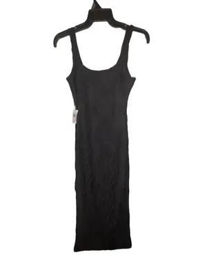 NWT Iris Black Textured Ripple Midi Dress Small thumbnail 4