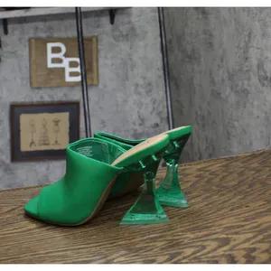 Bar III Womens Heeled Cherr Slide Sandals 10015330500 Green 9M thumbnail 2
