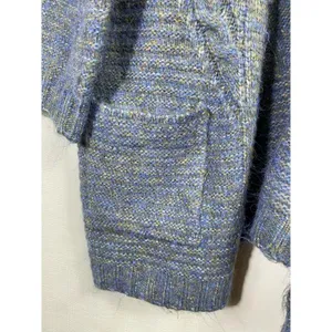 World Market Women Open Cardigan Sweater One Size Blue Gray Wool Blend Lagenlook thumbnail 3