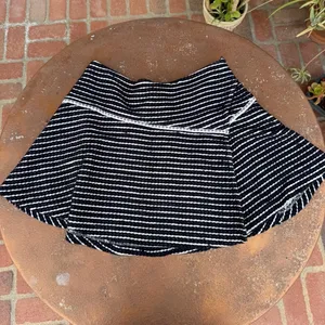 Free People Bento preppy academic Black/White Woven Striped Skater Skirt sz 8 thumbnail 3