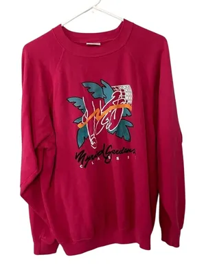 Hanes Myriad Gardens Classic Sweatshirt XL Pink Womens Vintage Graphic Fleece thumbnail 1