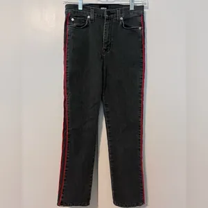 Hudson Zoeey High Rise Faded Black & Red Tuxedo Stripe Ankle Jeans 25 thumbnail 5