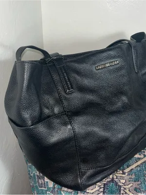 MICHAEL Michael Kors Black Pebbled Leather Shoulder Tote with Gold Logo thumbnail 2