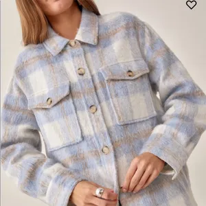 Reformation Ainslie Blue Plaid Wool Shacket Coat Button Front‎ Womens Size S thumbnail 2