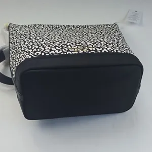 Kate Spade NWT‎ Animal Print Leopard Duffel Large Crossbody Black White thumbnail 4