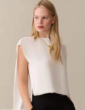 NWT Lianna Silk Top size 4 Few Moda CAARA The Sei white blouse thumbnail 1