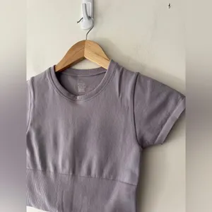 Aerie Offline Sidewalk Seamless Purple Lilac‎ Crop Top Tee thumbnail 3