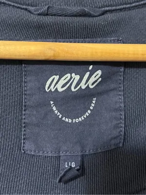 Aerie Everyday Fleece Blazer Size Large Navy Blue Sweater thumbnail 3